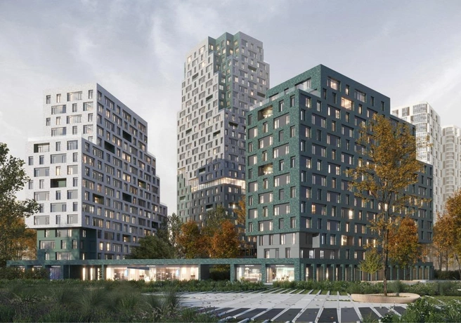 STONE Rise&nbsp;— это три разноуровневых жилых корпуса высотой всего 14, 16 и 28 этажей, также есть камерная трехэтажная секция | Источник: STONE 