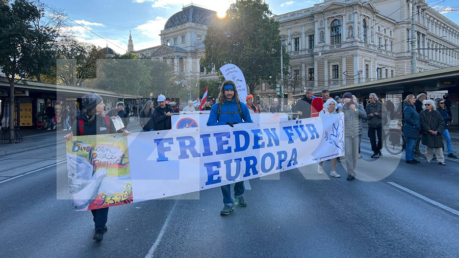 Тысячи человек вышли на митинг против милитаризации Австрии Тысячи человек вышли на митинг против милитаризации Австрии